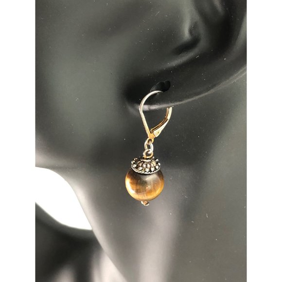 Tiger Eye Pierced Earrings - Picture 3 of 4